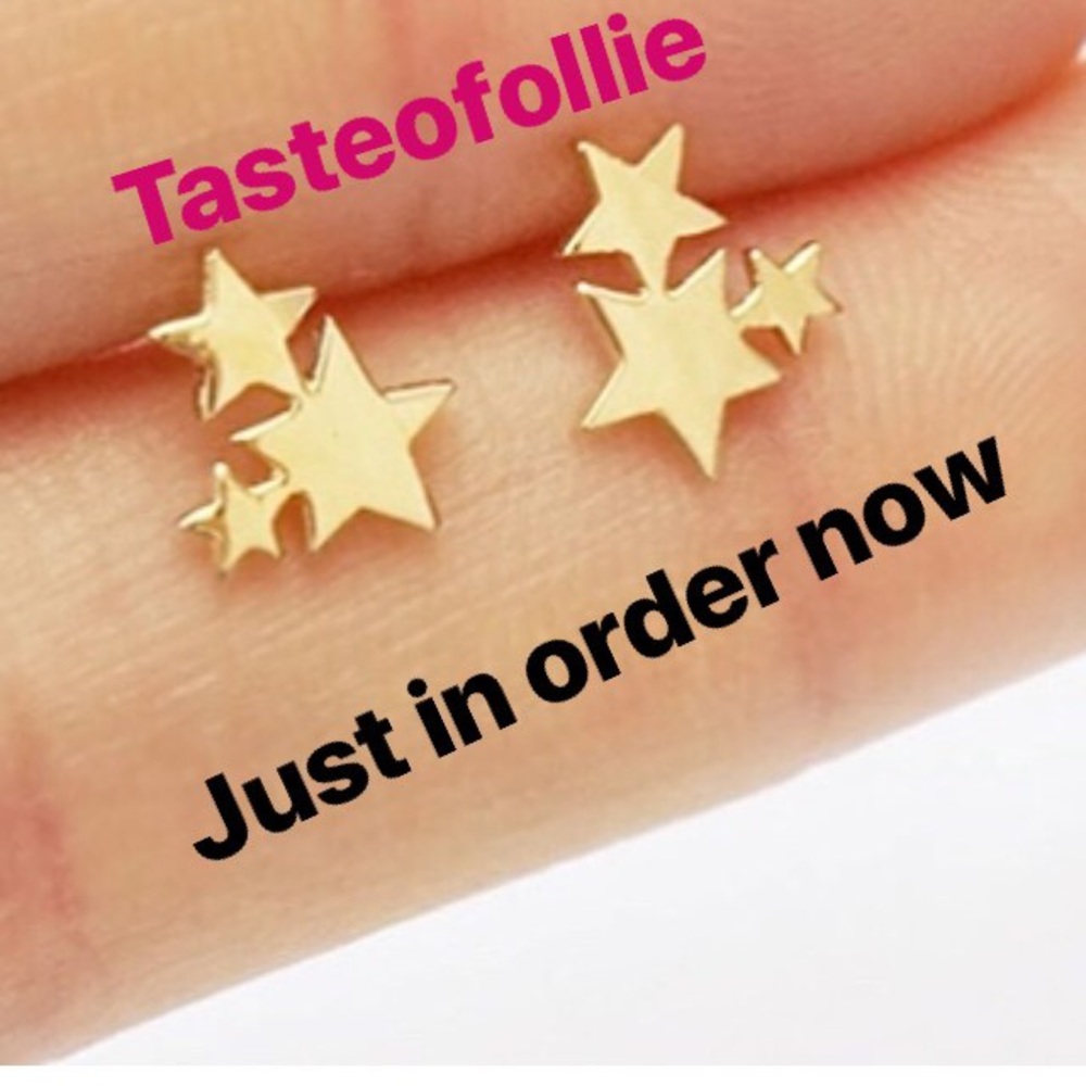 Three star gold earrings